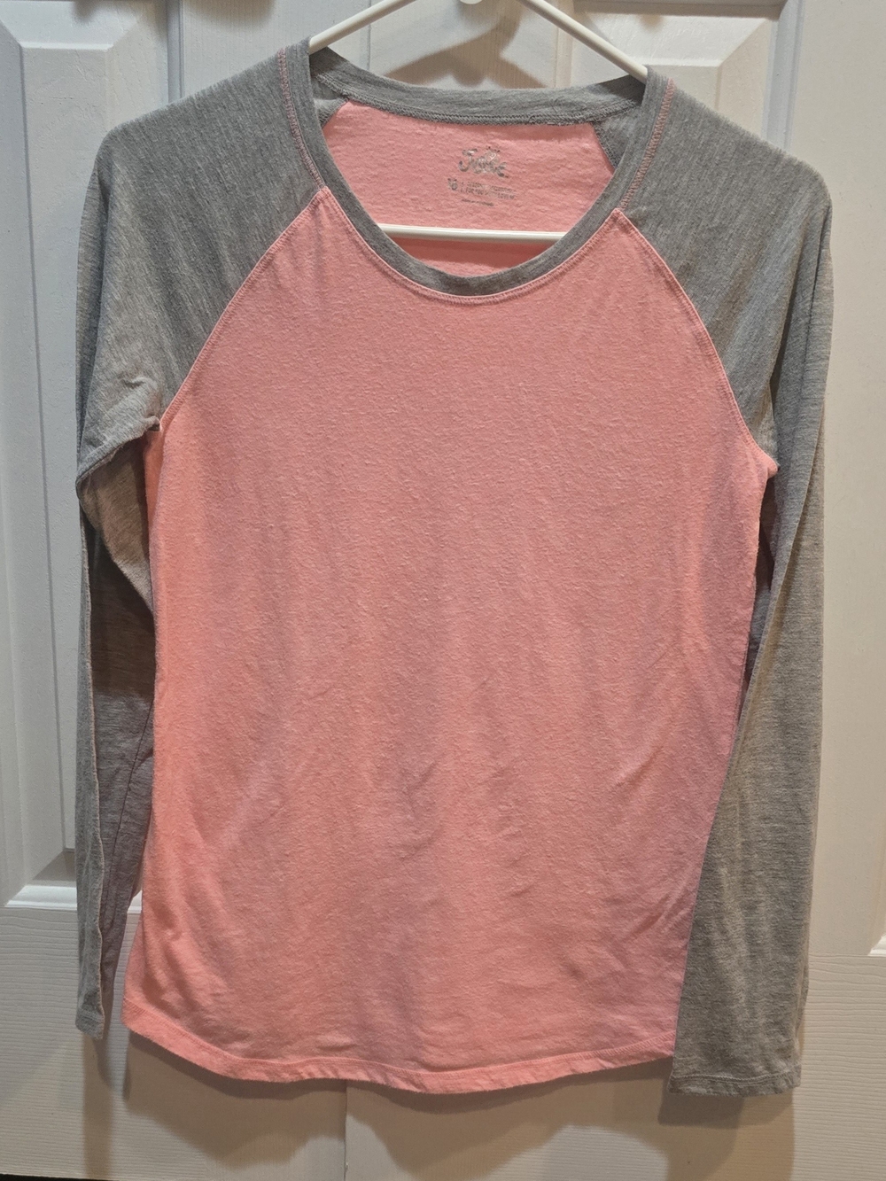 Justice Girls Size 16 Long Sleeve Gray & Peach T-Shirt